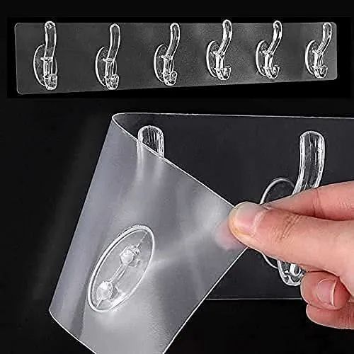 Plastic Adhesive Hook Sticker Patti – 6 Hooks