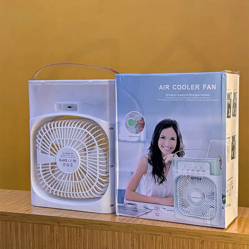 Portable Air Cooler Fan with LED & Multi-Speed Settings