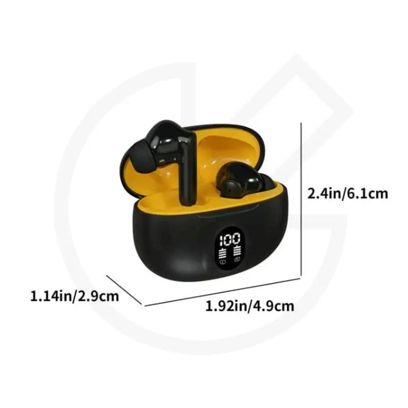 TWS X9 Pro True Wireless Earbuds with LED Display – Black & Yellow