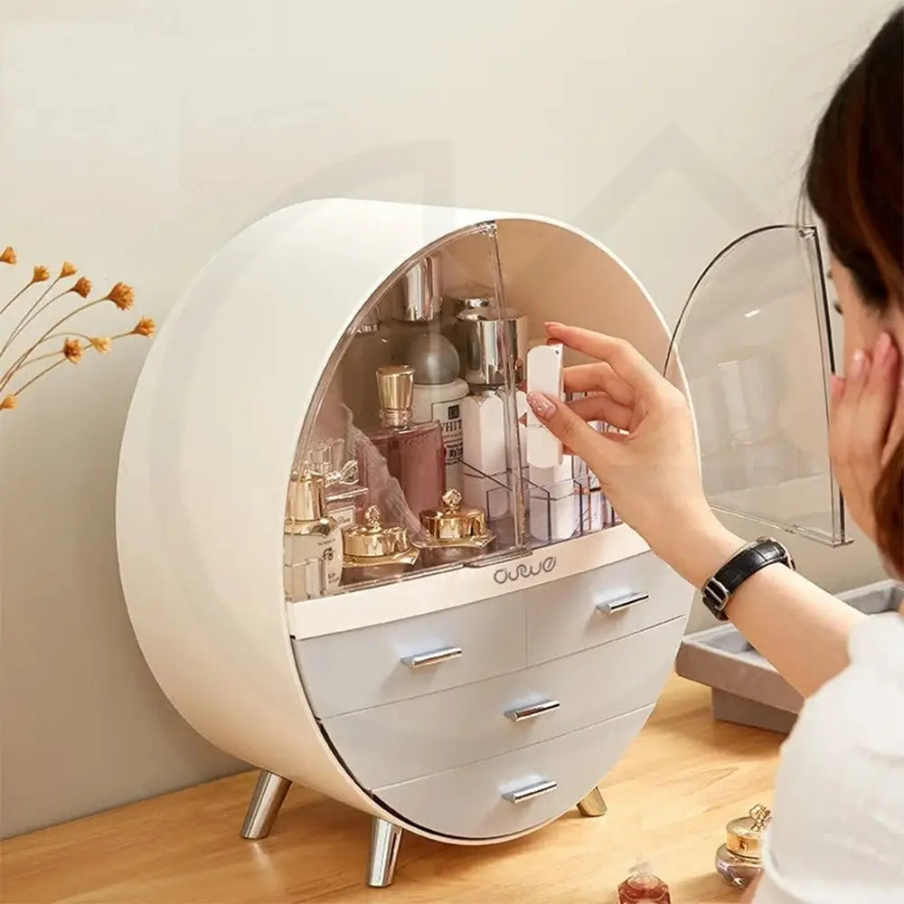 Makeup Organizer Brush Holder Cosmetic Storage Box with Dust Free Cover Portable Waterproof Lid Dust Proof Drawers for Lipstick