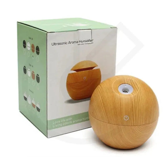Ultrasonic Aroma Humidifier – Wooden Grain Essential Oil Diffuser