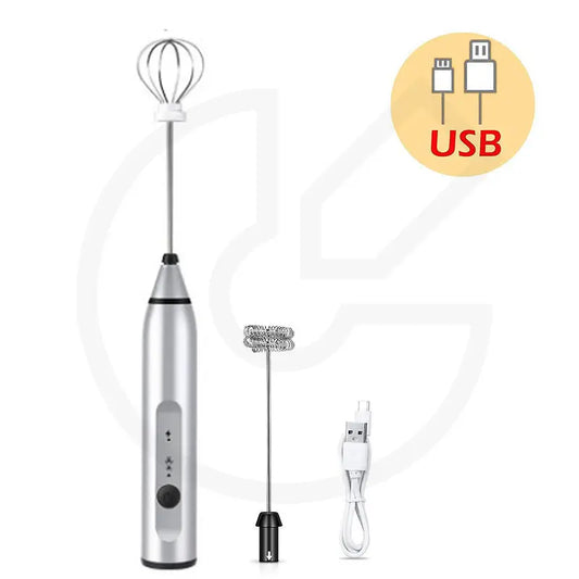 3-in-1 USB Rechargeable Electric Milk Frother & Handheld Whisk