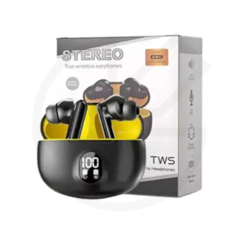 TWS X9 Pro True Wireless Earbuds with LED Display – Black & Yellow