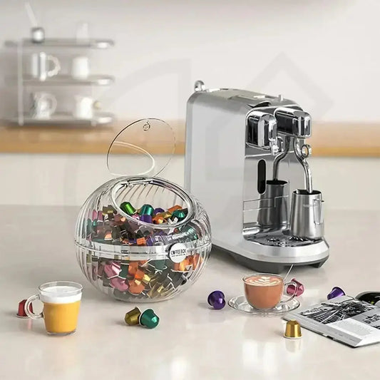 Transparent Coffee Pod Storage Box – Crystal Round Organizer