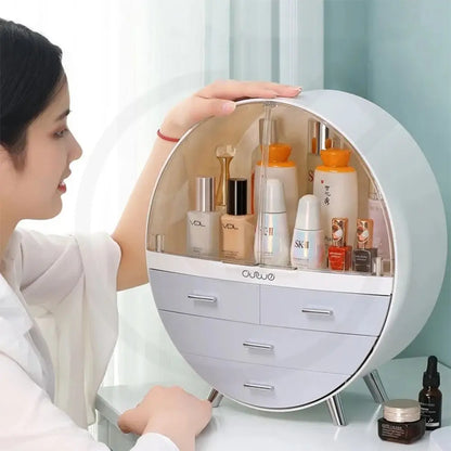 Makeup Organizer Brush Holder Cosmetic Storage Box with Dust Free Cover Portable Waterproof Lid Dust Proof Drawers for Lipstick