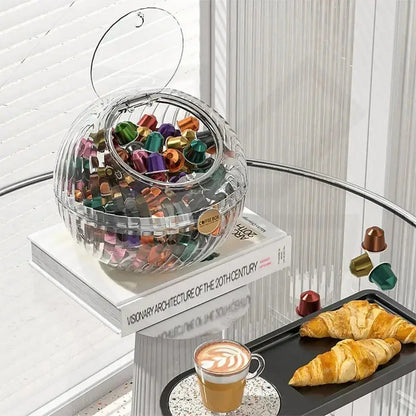 Transparent Coffee Pod Storage Box – Crystal Round Organizer
