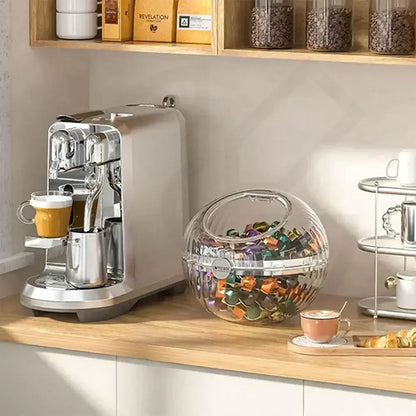 Transparent Coffee Pod Storage Box – Crystal Round Organizer
