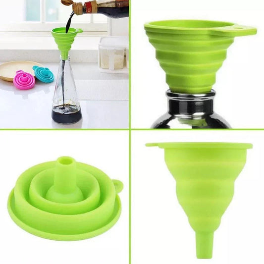 Mini Foldable Silicone Funnel – Kitchen Liquid Dispenser